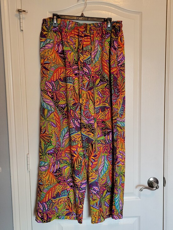 Live 4 Truth Pants - Live 4 Truth Vibrant Multicolor Leaf-Print Wide Leg Pants Women's XL with Pocket